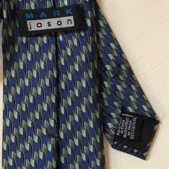 100% silk tie - Mark Jason blue and green - Picture 4 of 5